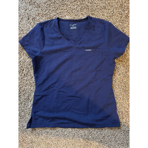 Women's Jaanuu Navy Short Sleeve V-Neck Scrub Top S